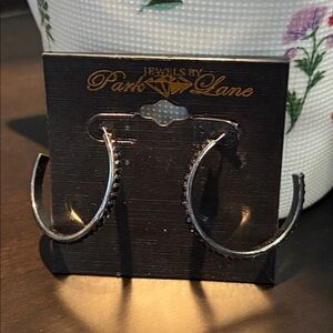PARK LANE - Black Rhinestone Hoop Earrings